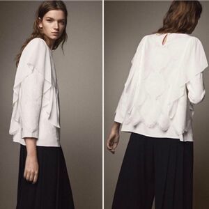 NEW Massimo Dutti White Lace Layered Top 6